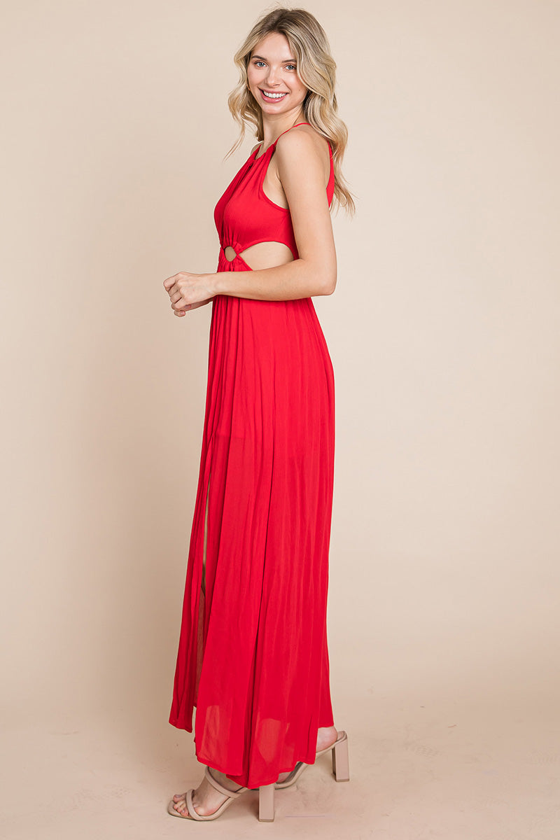 Split Front Cut-Out Halter Maxi Dress for Women