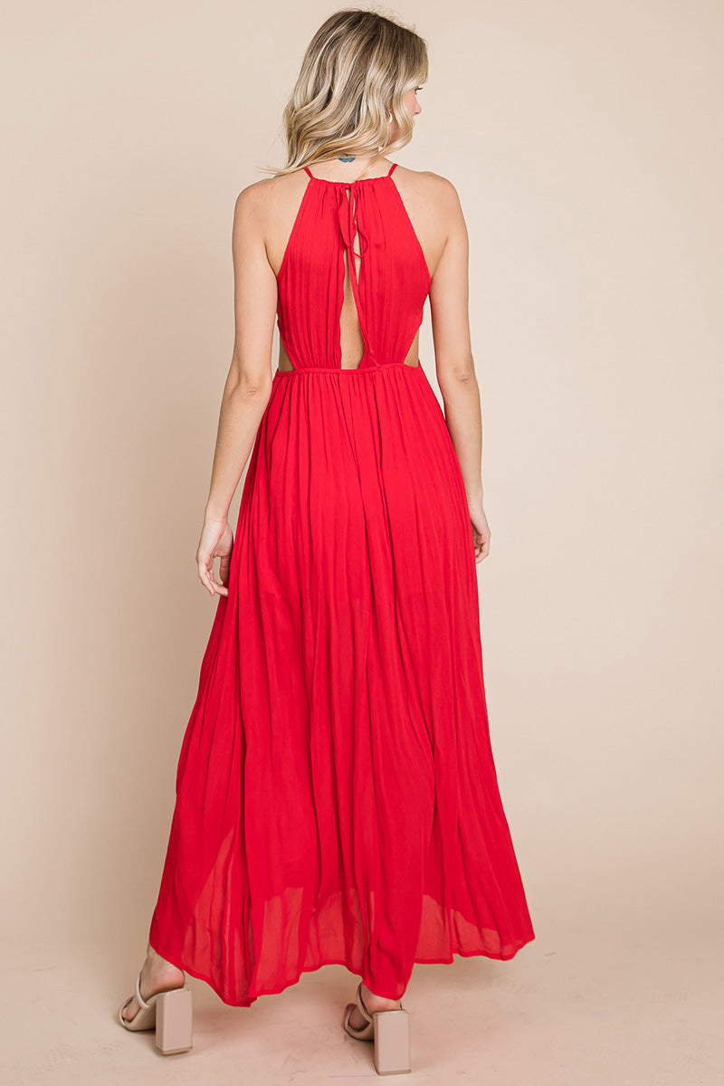 Split Front Cut-Out Halter Maxi Dress for Women
