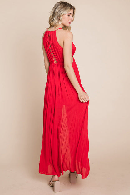 Split Front Cut-Out Halter Maxi Dress for Women