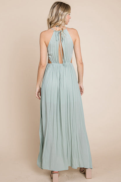 Split Front Cut-Out Halter Maxi Dress for Women