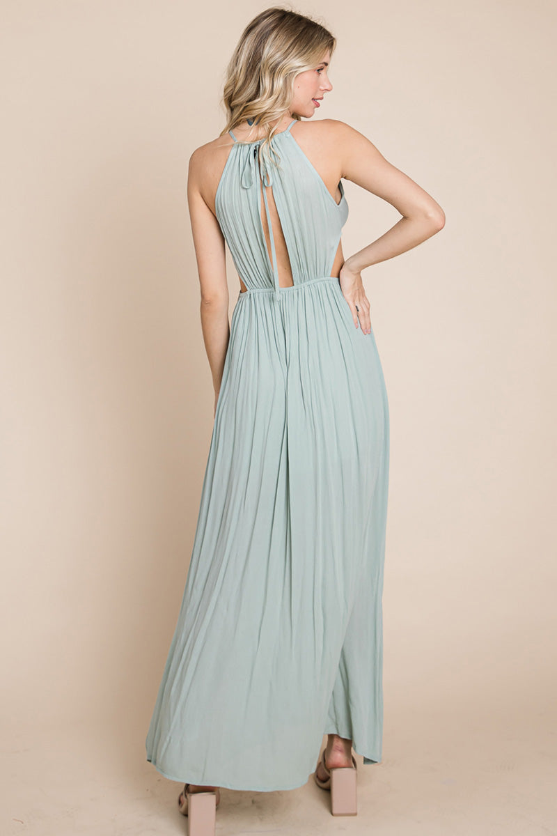 Split Front Cut-Out Halter Maxi Dress for Women