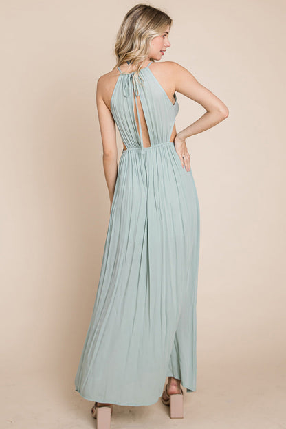 Split Front Cut-Out Halter Maxi Dress for Women