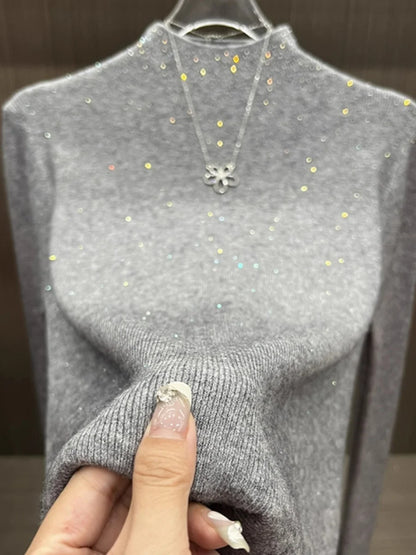 Winter Turtleneck Sweaters Women Sparkling Tops Slim Fit Pullover Women Knitted Sweater Jumpers Warm Pull Pullovers