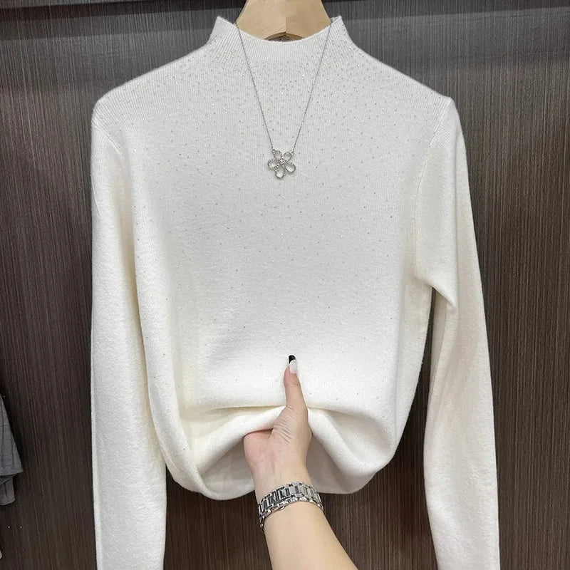 Winter Turtleneck Sweaters Women Sparkling Tops Slim Fit Pullover Women Knitted Sweater Jumpers Warm Pull Pullovers