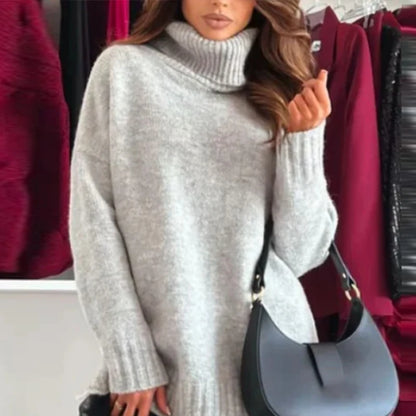 Solid Color Sweater Short Dress Woman Set High Neck Long Sleeve Loose Sweaters Lace Halter Dresses Casual Versatile Women's Sets