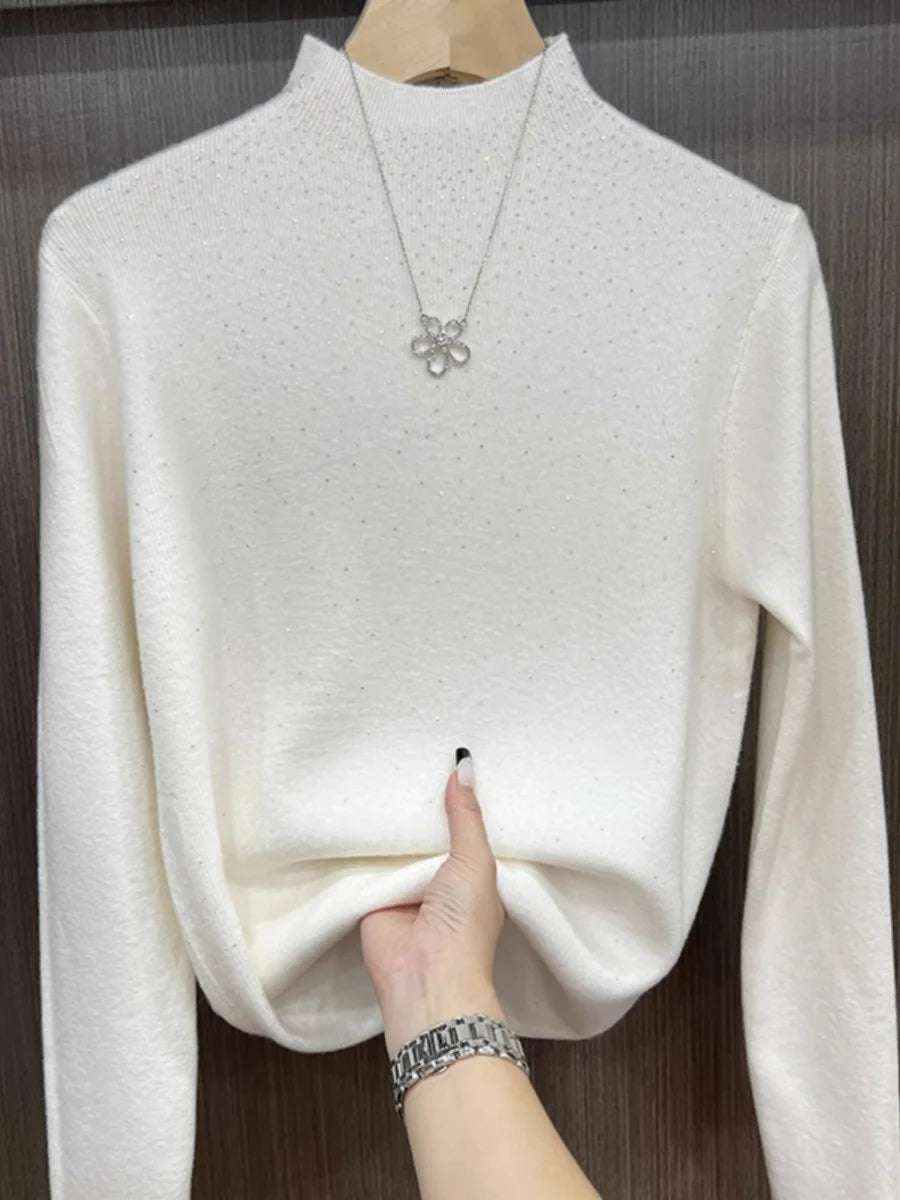 Winter Turtleneck Sweaters Women Sparkling Tops Slim Fit Pullover Women Knitted Sweater Jumpers Warm Pull Pullovers