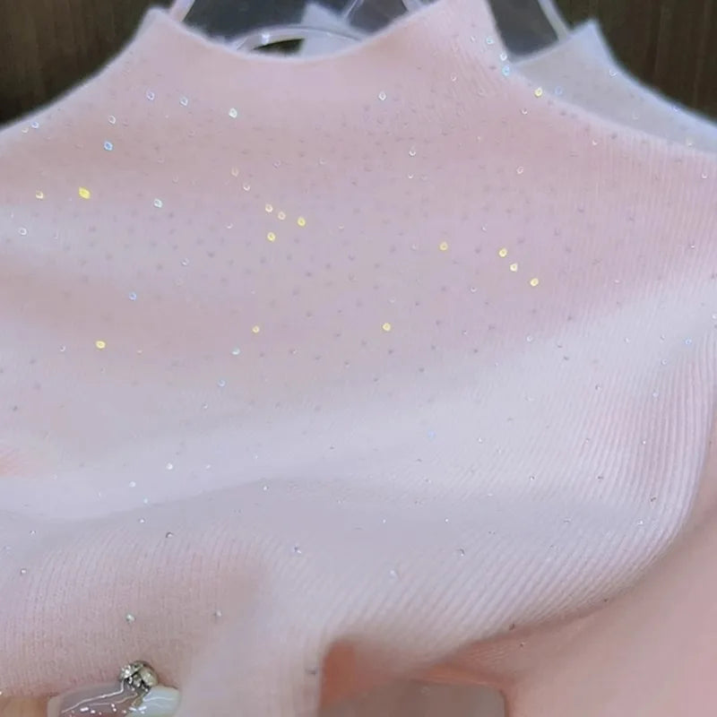 Winter Turtleneck Sweaters Women Sparkling Tops Slim Fit Pullover Women Knitted Sweater Jumpers Warm Pull Pullovers