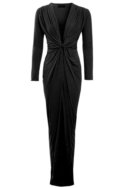 Sparkly Twist Front Evening Maxi Dress for Women