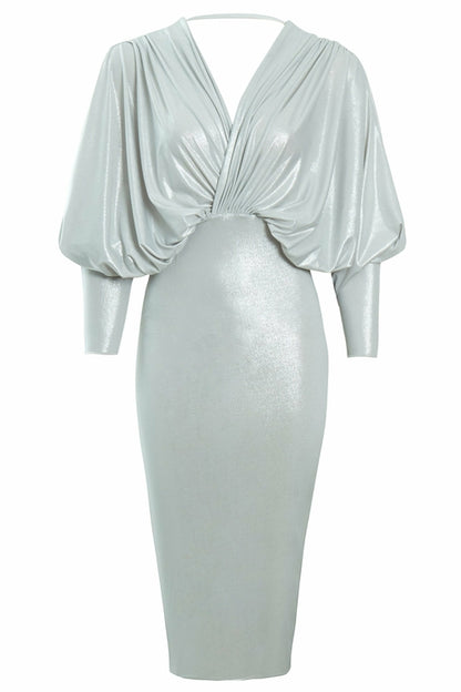 Batwing Sleeve Bodycon Midi Dress for Elegant Evening Wear