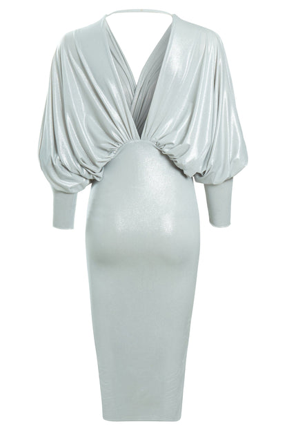 Batwing Sleeve Bodycon Midi Dress for Elegant Evening Wear