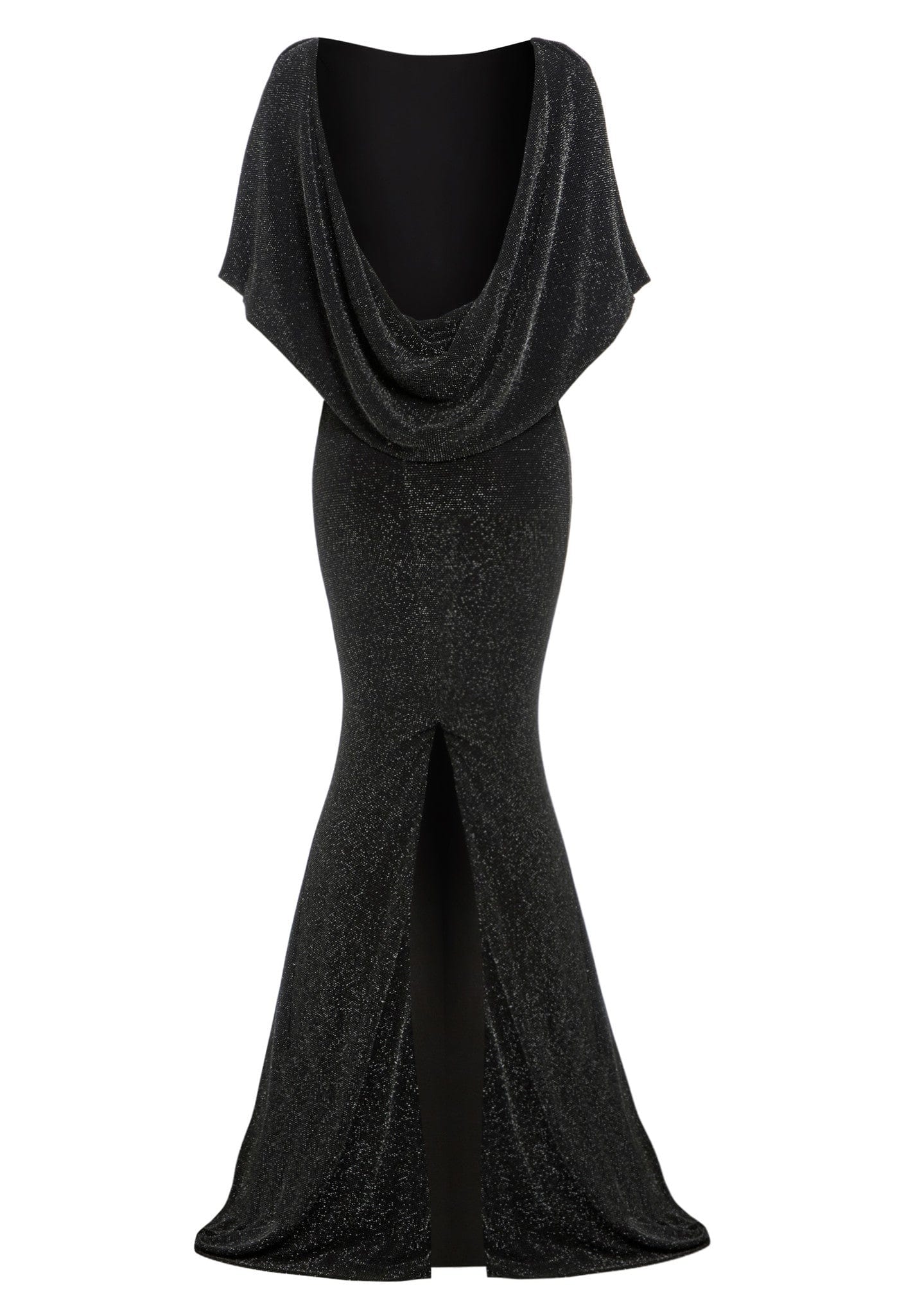 Black Cowl Back Evening Gown Maxi Dress for Women