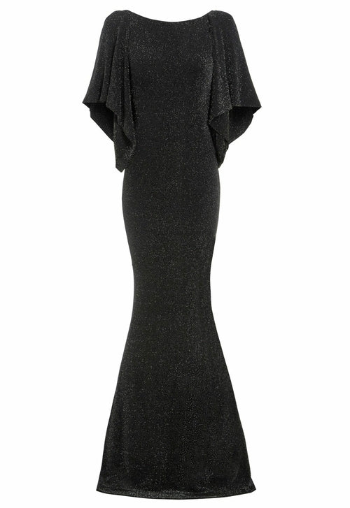 Black Cowl Back Evening Gown Maxi Dress for Women