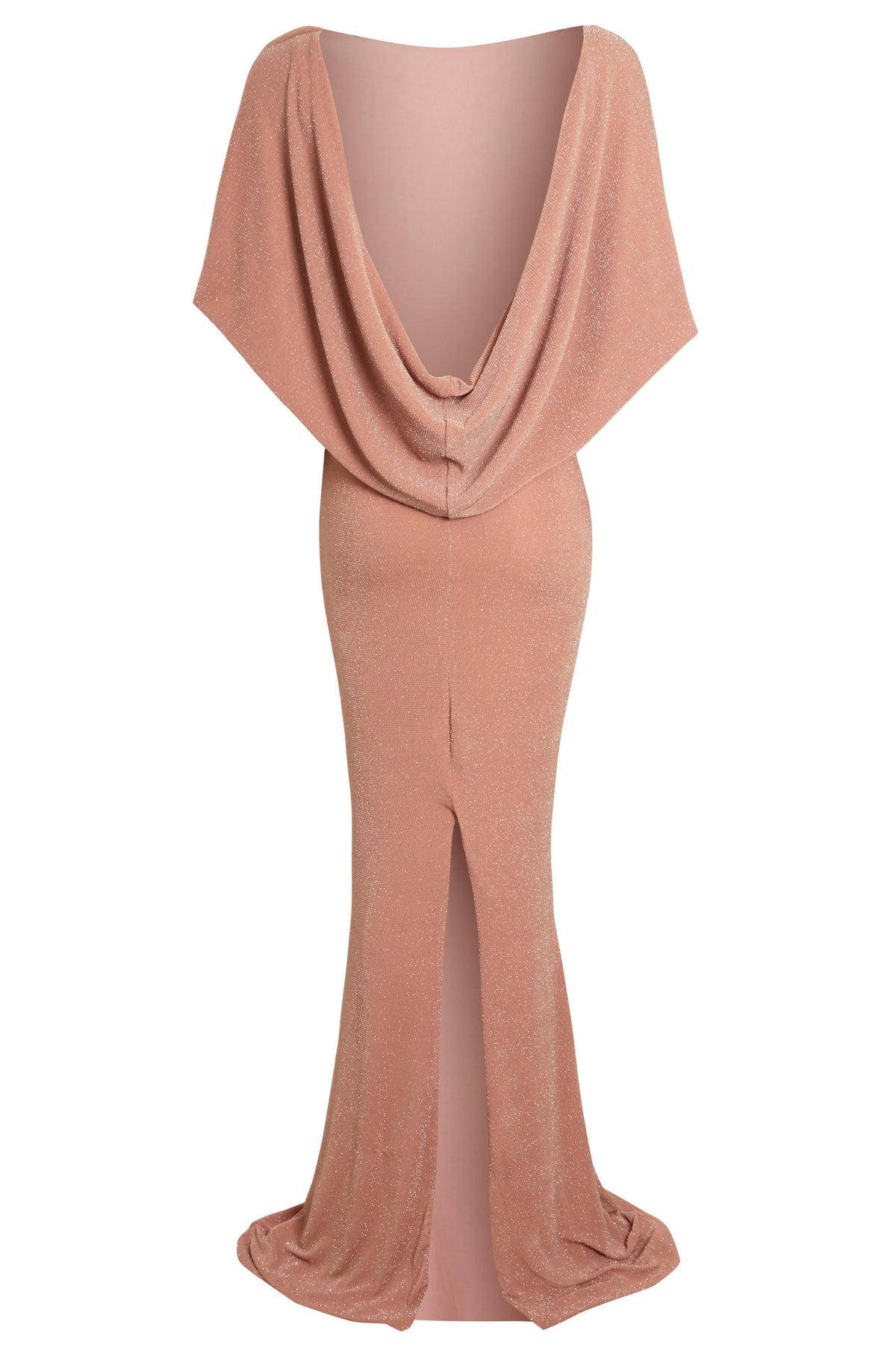 Women's Mocha Backless Cowl Maxi Evening Gown Elegant Chic