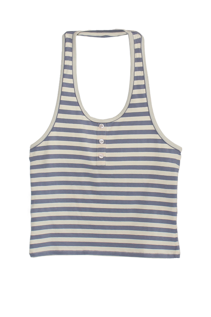 Bruna Halter Top Seaside Stripe Fitted Womens Summer Blouses