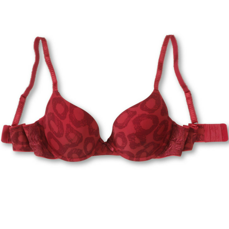 Sassa Red Animal Print Molded Plunge Bra Underwire Fit