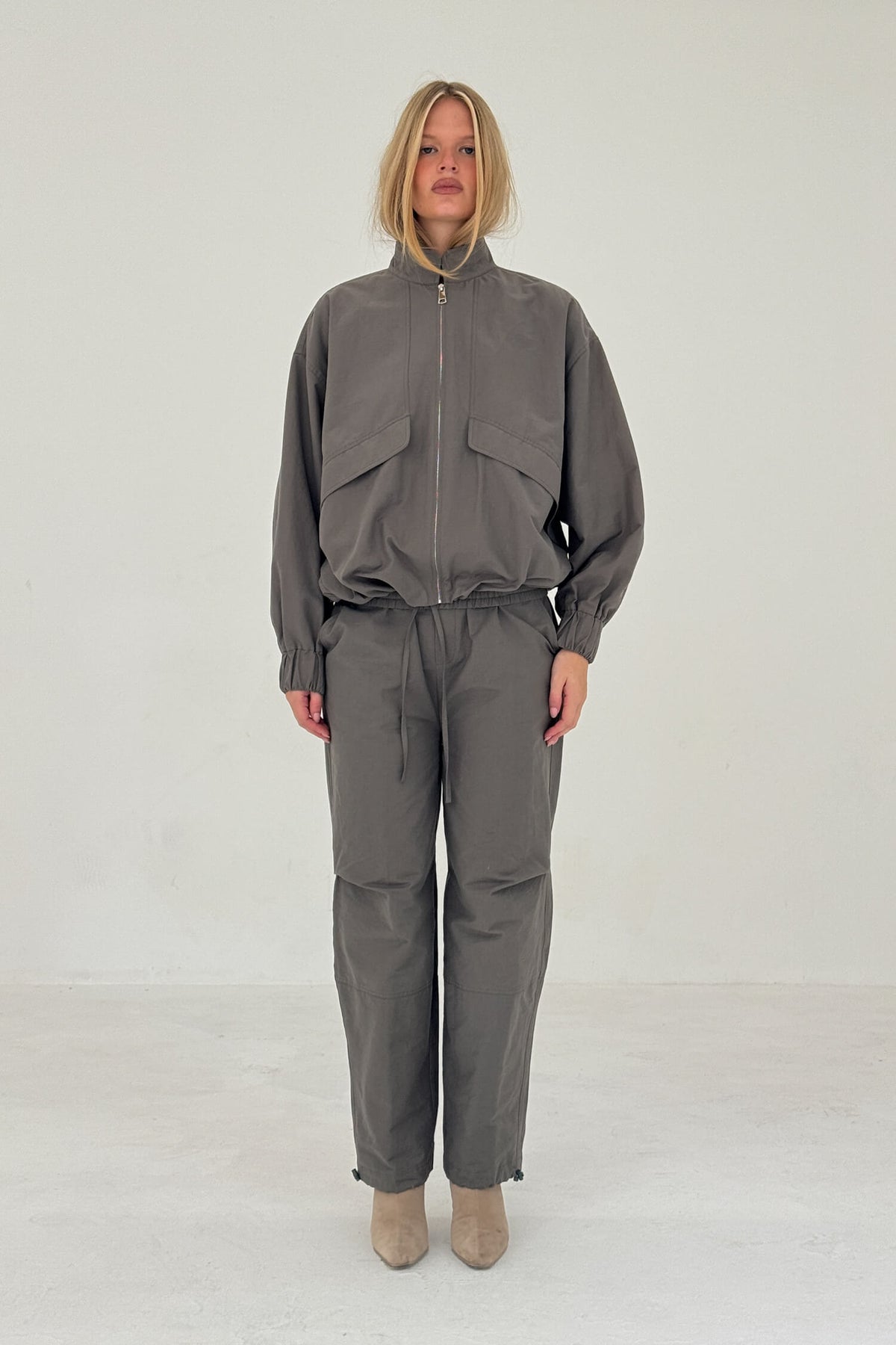 Sable Pants Charcoal Womens Anorak Wide Leg Casual Trousers