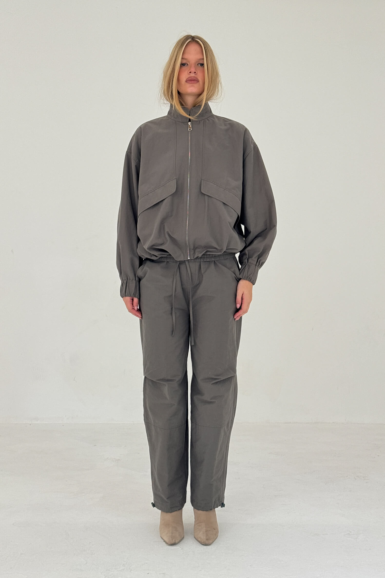Sable Pants Charcoal Womens Anorak Wide Leg Casual Trousers