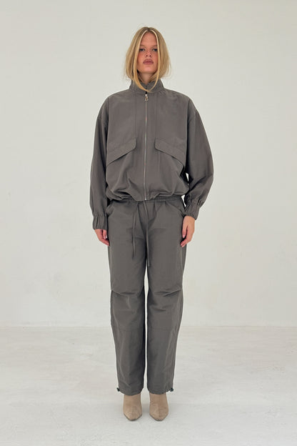 Sable Pants Charcoal Womens Anorak Wide Leg Casual Trousers