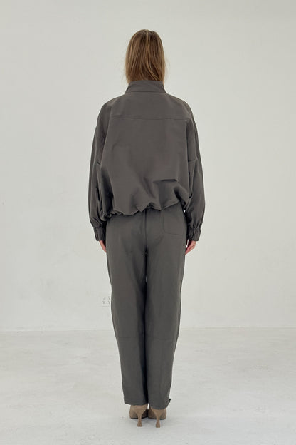 Sable Pants Charcoal Womens Anorak Wide Leg Casual Trousers