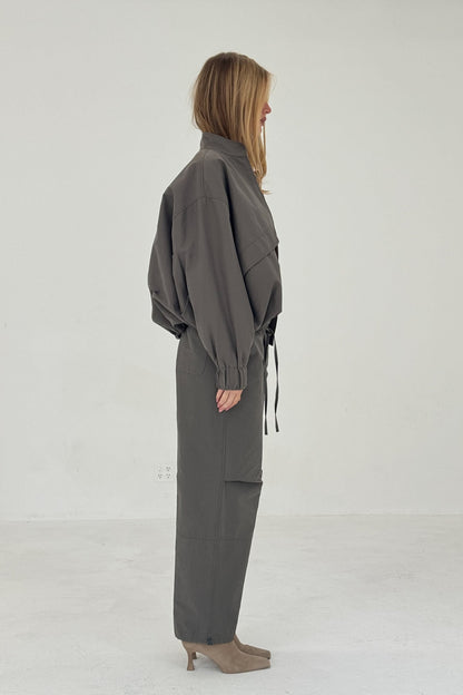 Sable Pants Charcoal Womens Anorak Wide Leg Casual Trousers
