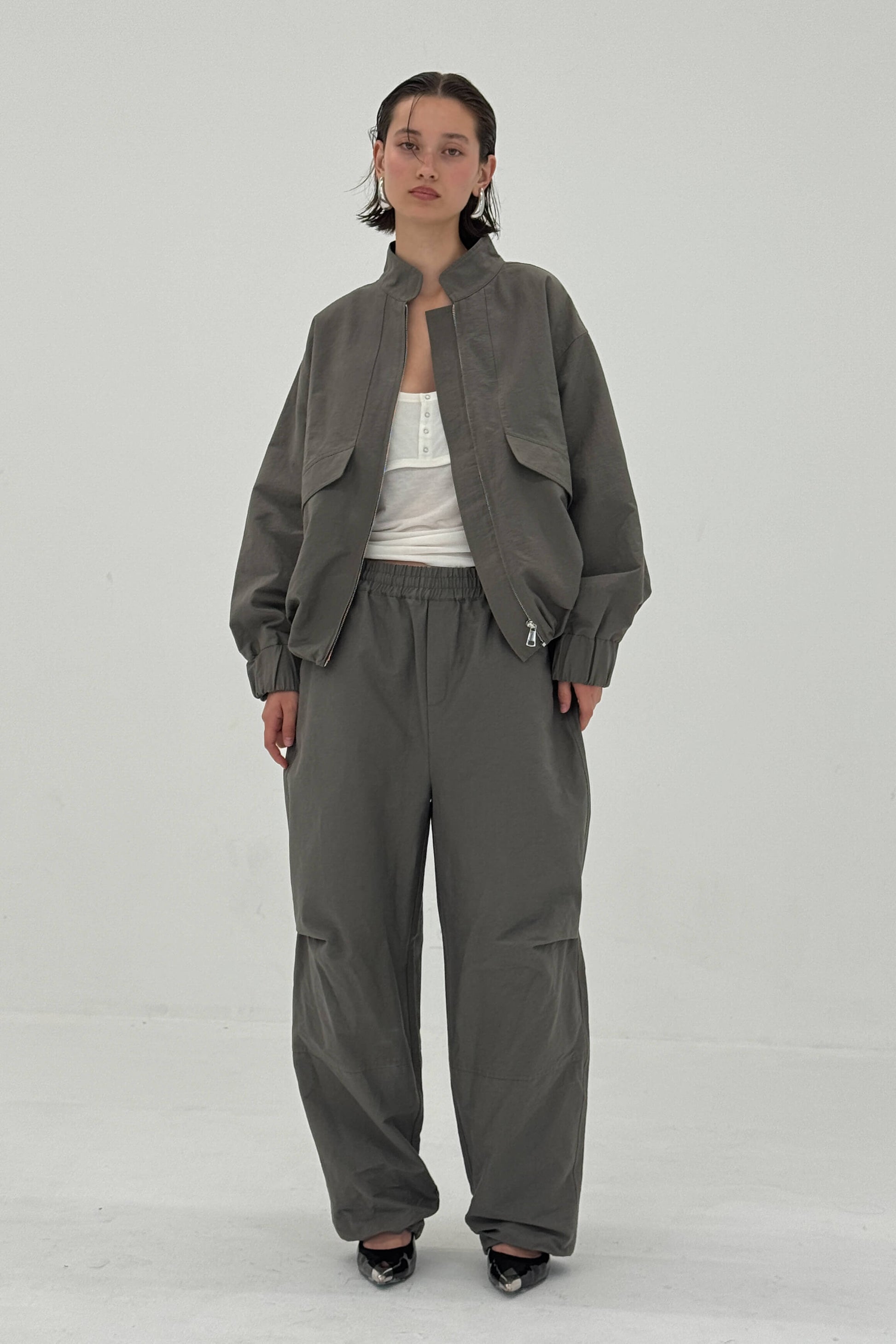 Sable Pants Charcoal Womens Anorak Wide Leg Casual Trousers