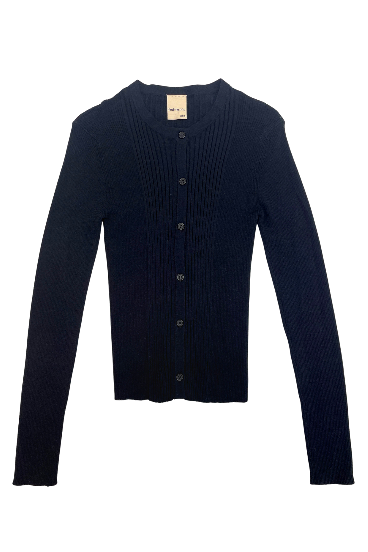Ribbed Knit Cardigan Navy Lightweight Button Front Layer Fit
