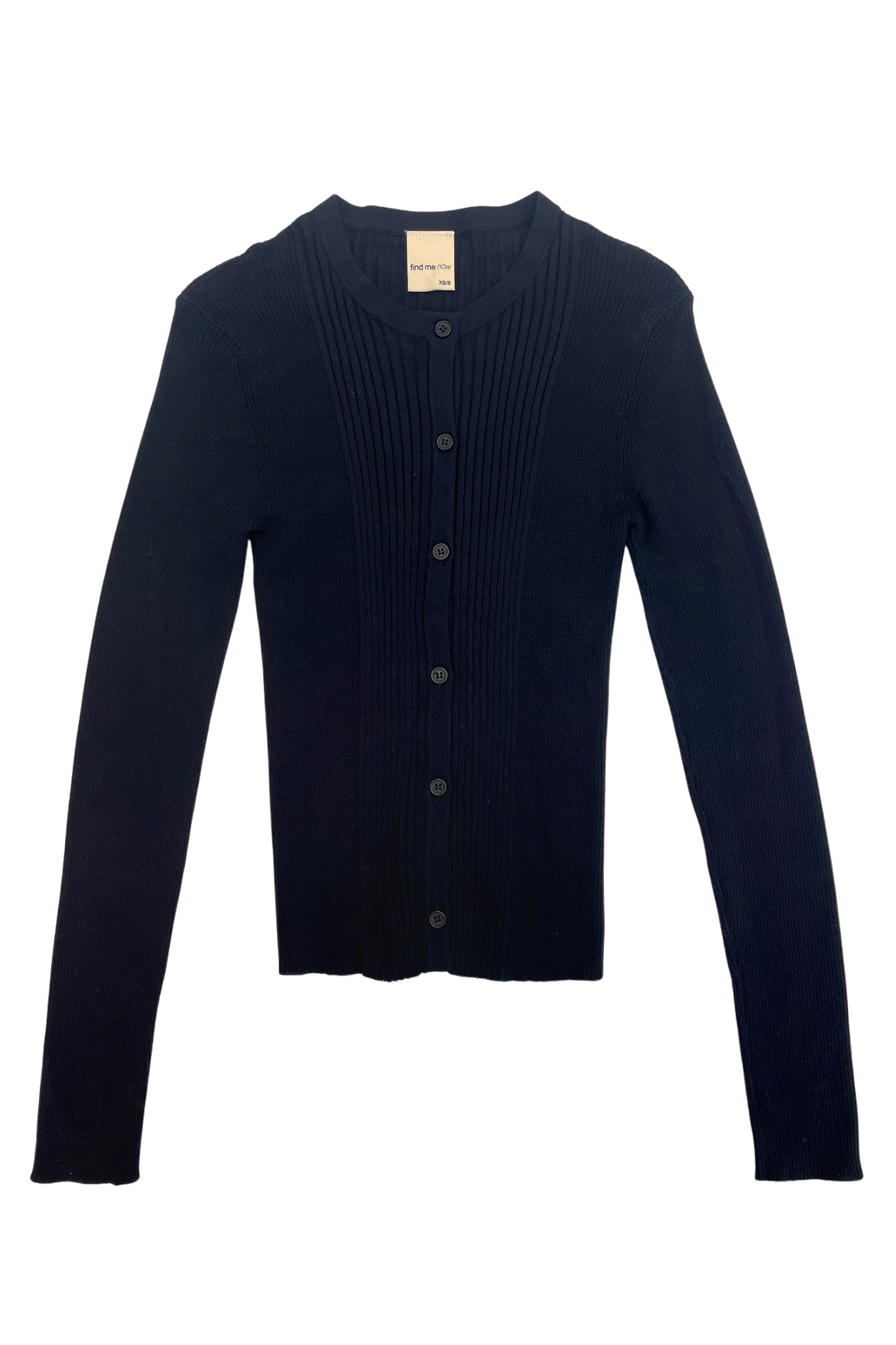 Ribbed Knit Cardigan Navy Lightweight Button Front Layer Fit