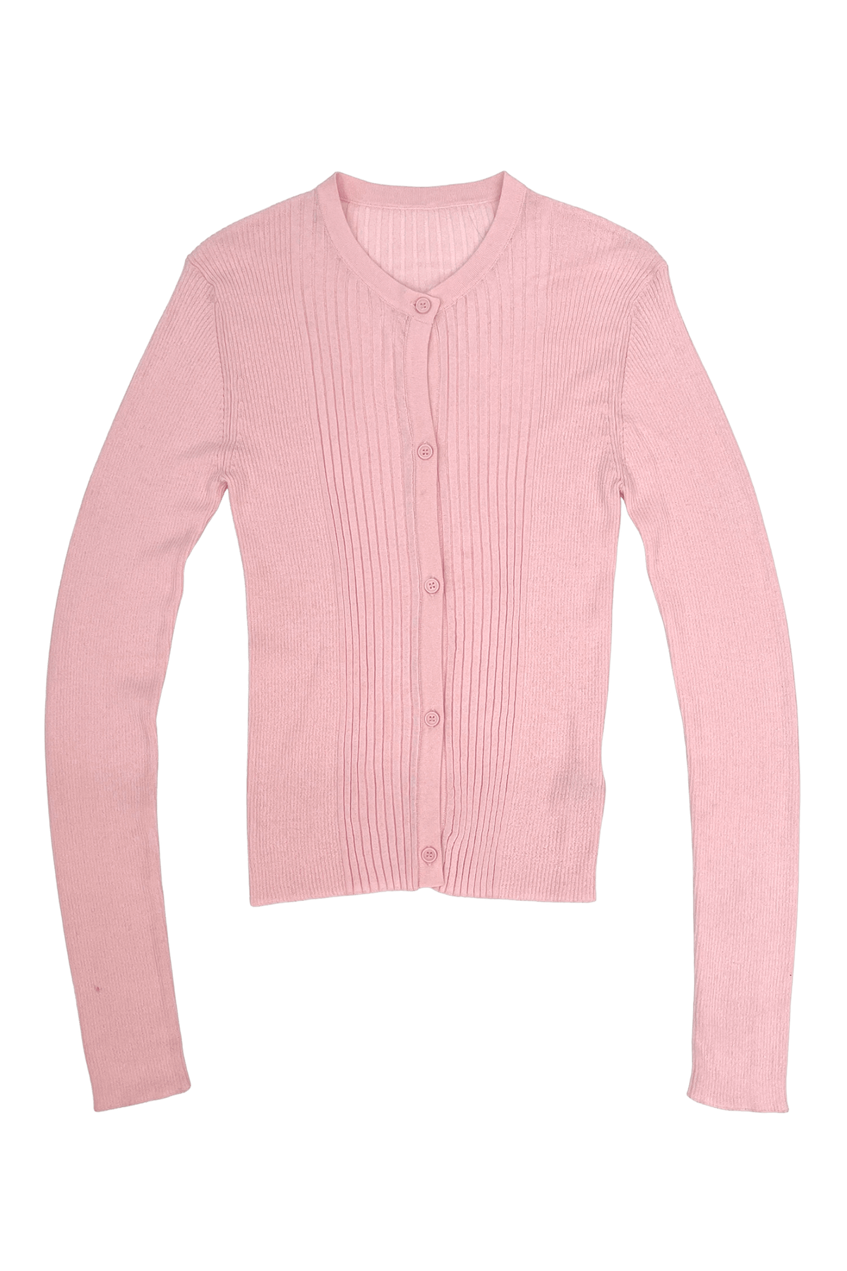 Women Ribbed Knit Button Up Cardigan Sweater Powder Pink