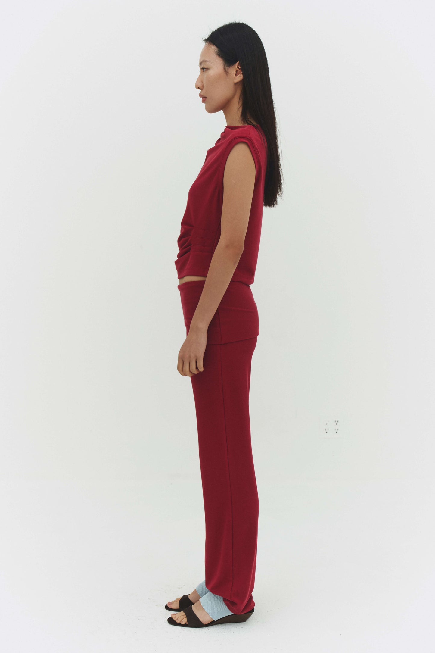 Dasom Tank Top Raspberry Womens Cropped Cowl Neck Summer Top