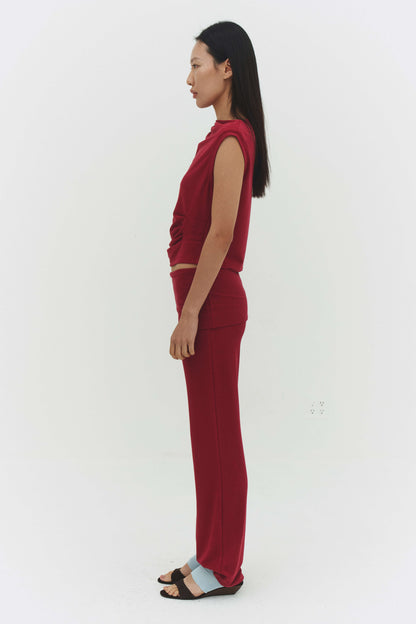 Dasom Tank Top Raspberry Womens Cropped Cowl Neck Summer Top