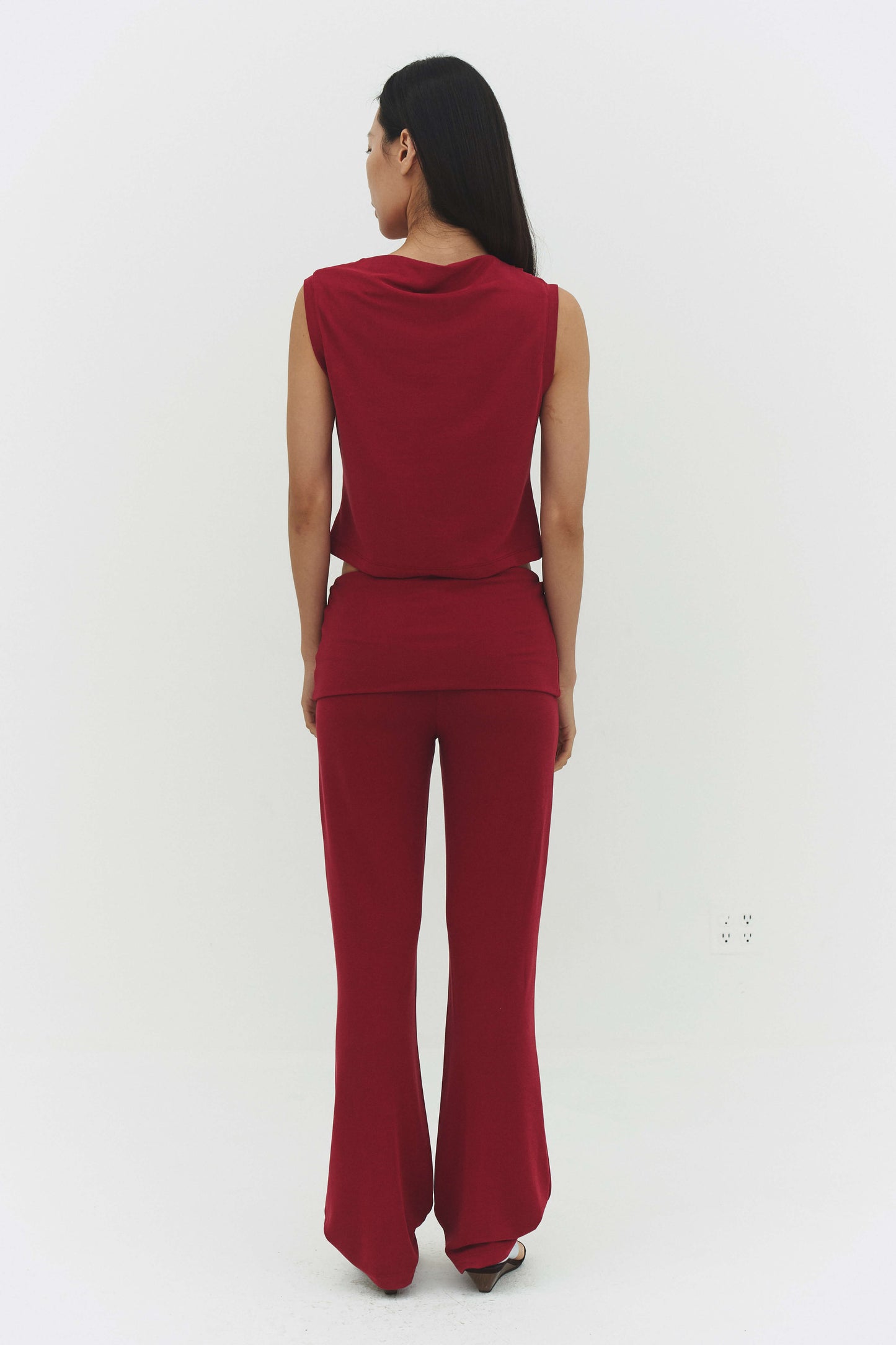 Dasom Tank Top Raspberry Womens Cropped Cowl Neck Summer Top