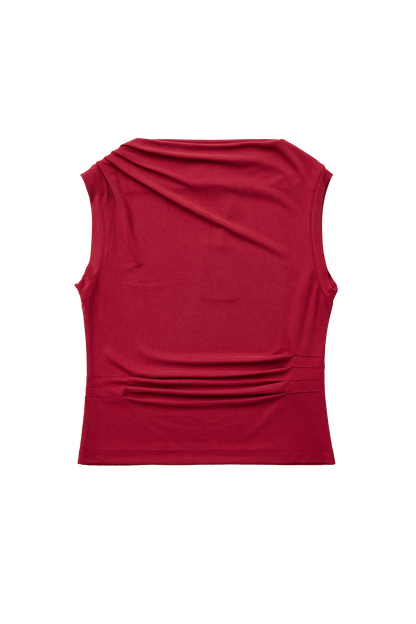 Dasom Tank Top Raspberry Womens Cropped Cowl Neck Summer Top