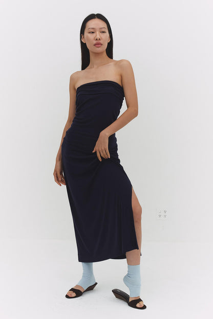 Jsori Maxi Skirt Navy Womens Stretch Jersey Long Skirt Style