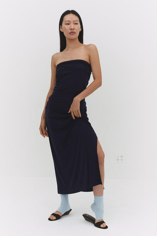 Jsori Maxi Skirt Navy Womens Stretch Jersey Long Skirt Style
