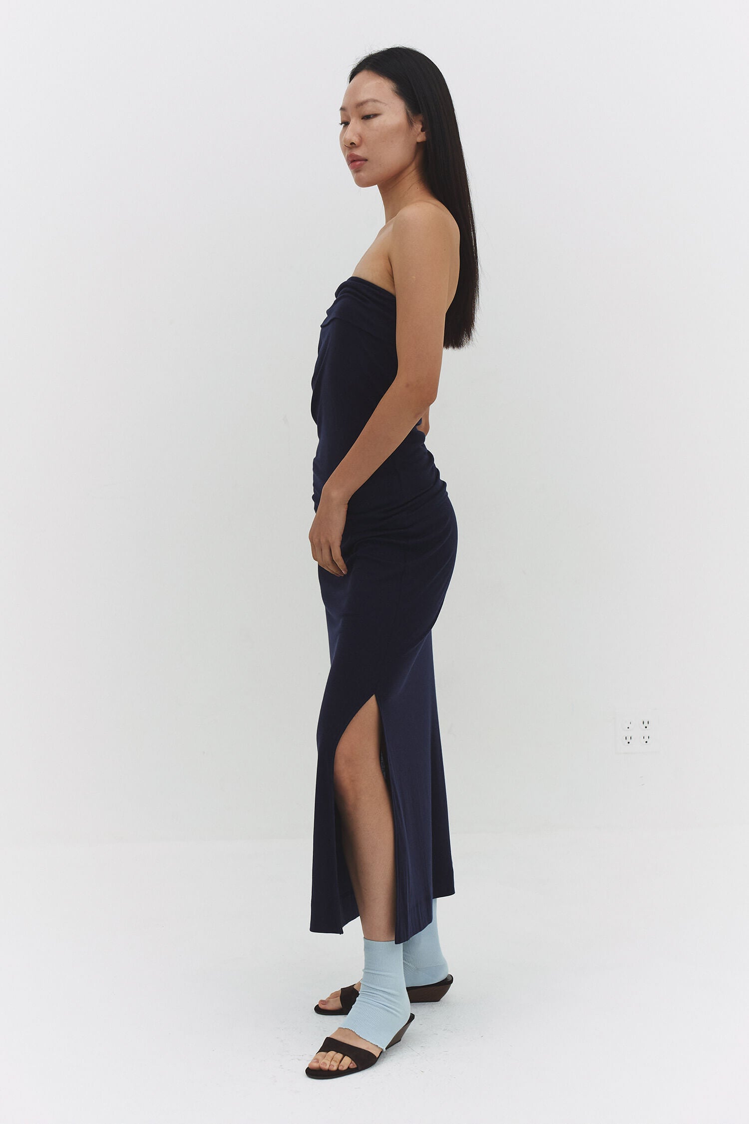 Jsori Maxi Skirt Navy Womens Stretch Jersey Long Skirt Style