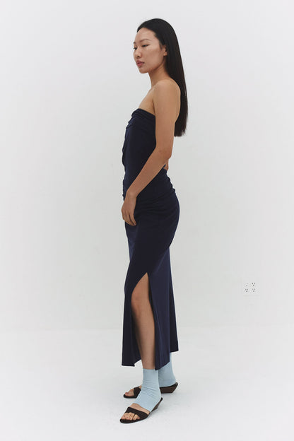 Jsori Maxi Skirt Navy Womens Stretch Jersey Long Skirt Style