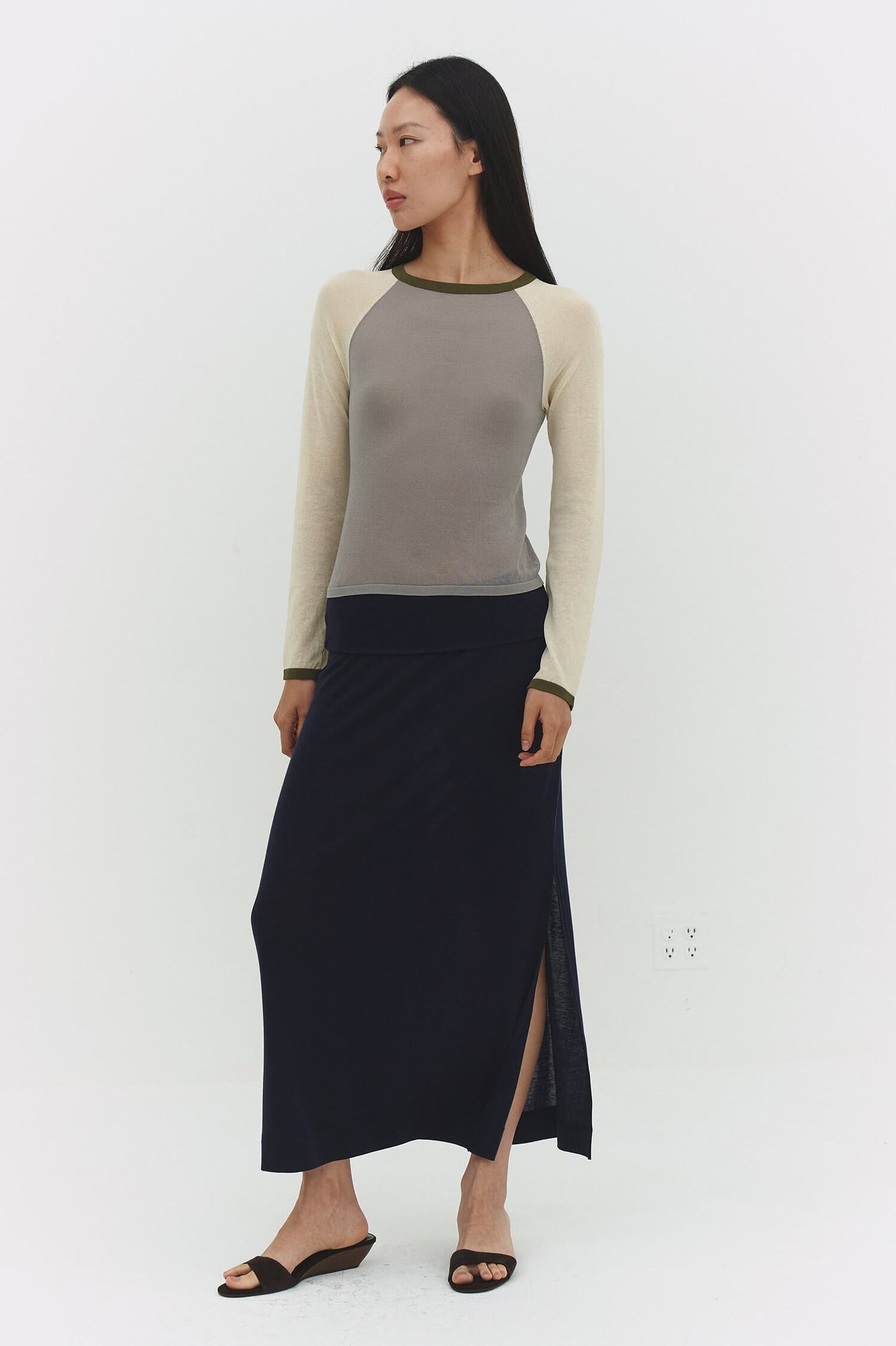 Mirinae Raglan Top Matcha Mel Womens Cotton Sweater Style X