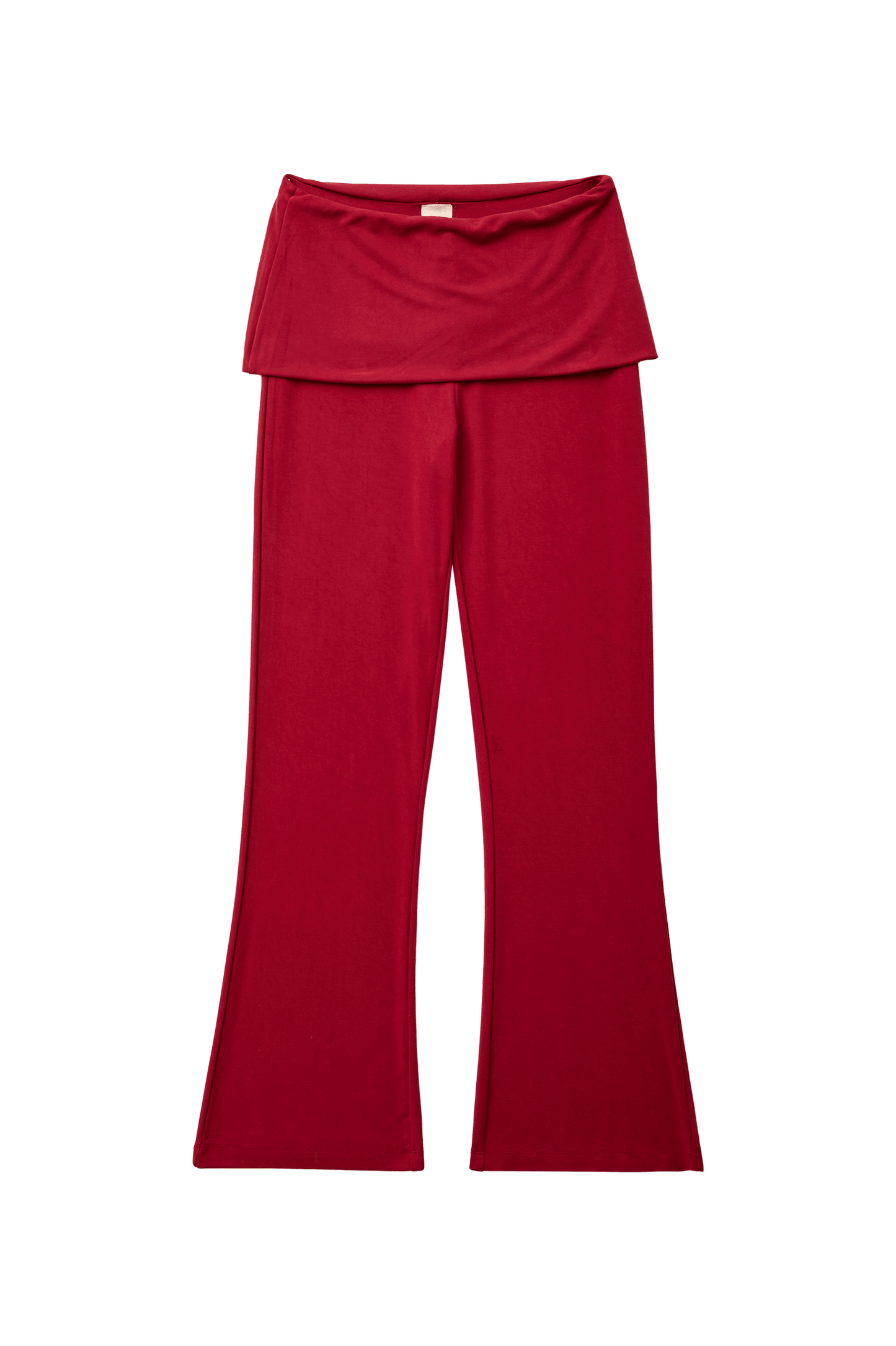 Women Wide Leg Foldover Waist Flare Pants Raspberry Knit