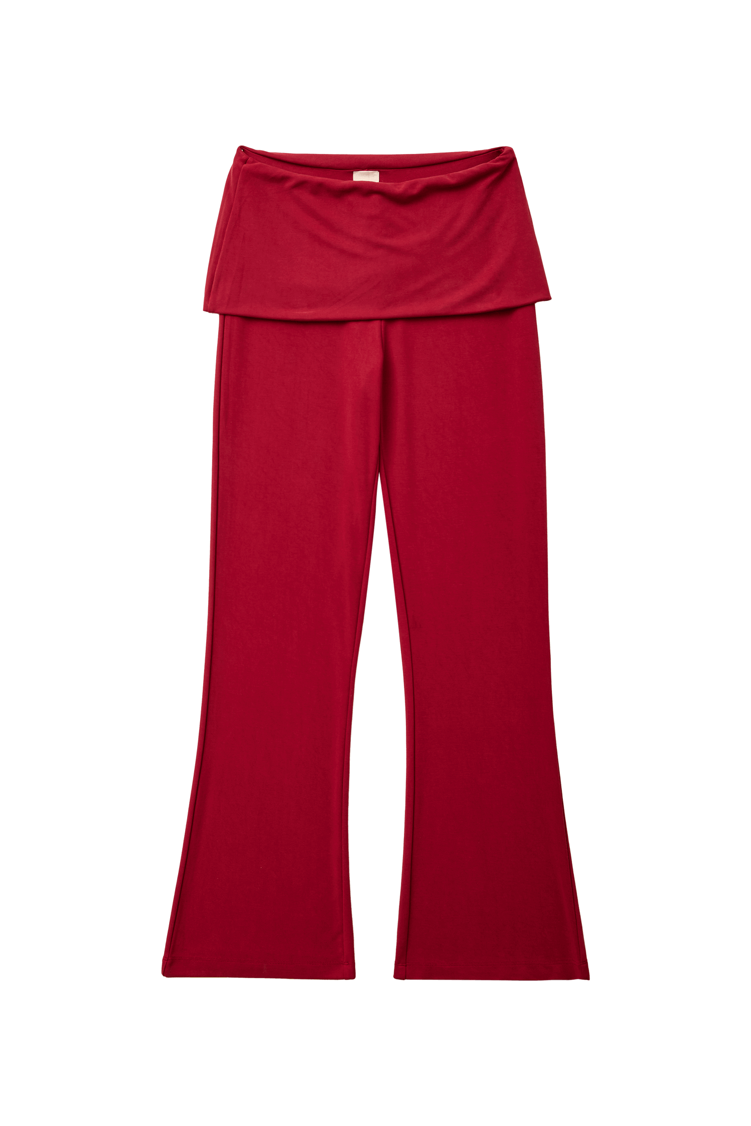Women Wide Leg Foldover Waist Flare Pants Raspberry Knit