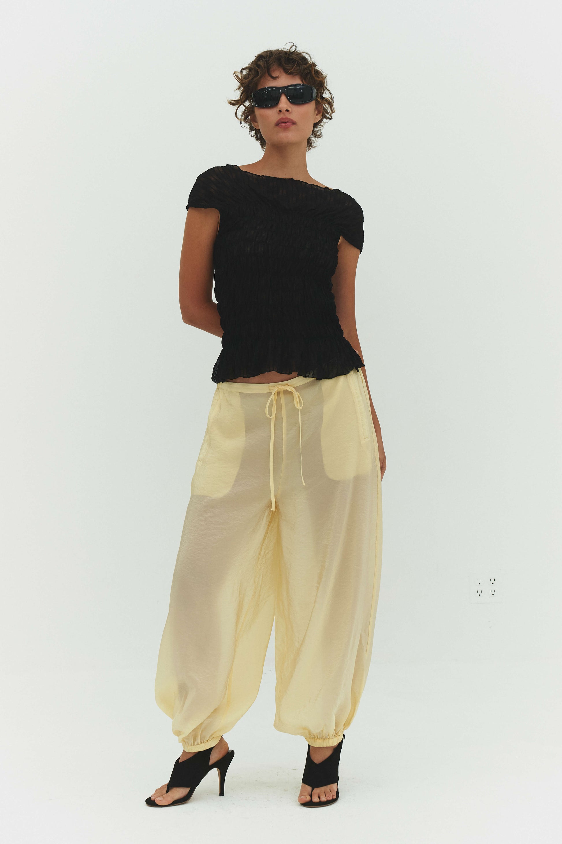 Zora Voile Pants Butter Womens Lightweight Balloon Trousers