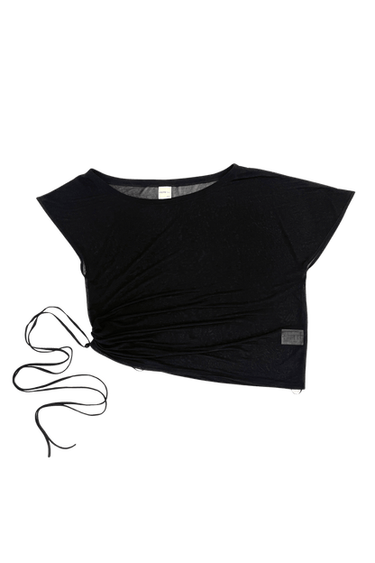 Brisa Top Black Womens Asymmetric Off Shoulder Casual Blouse