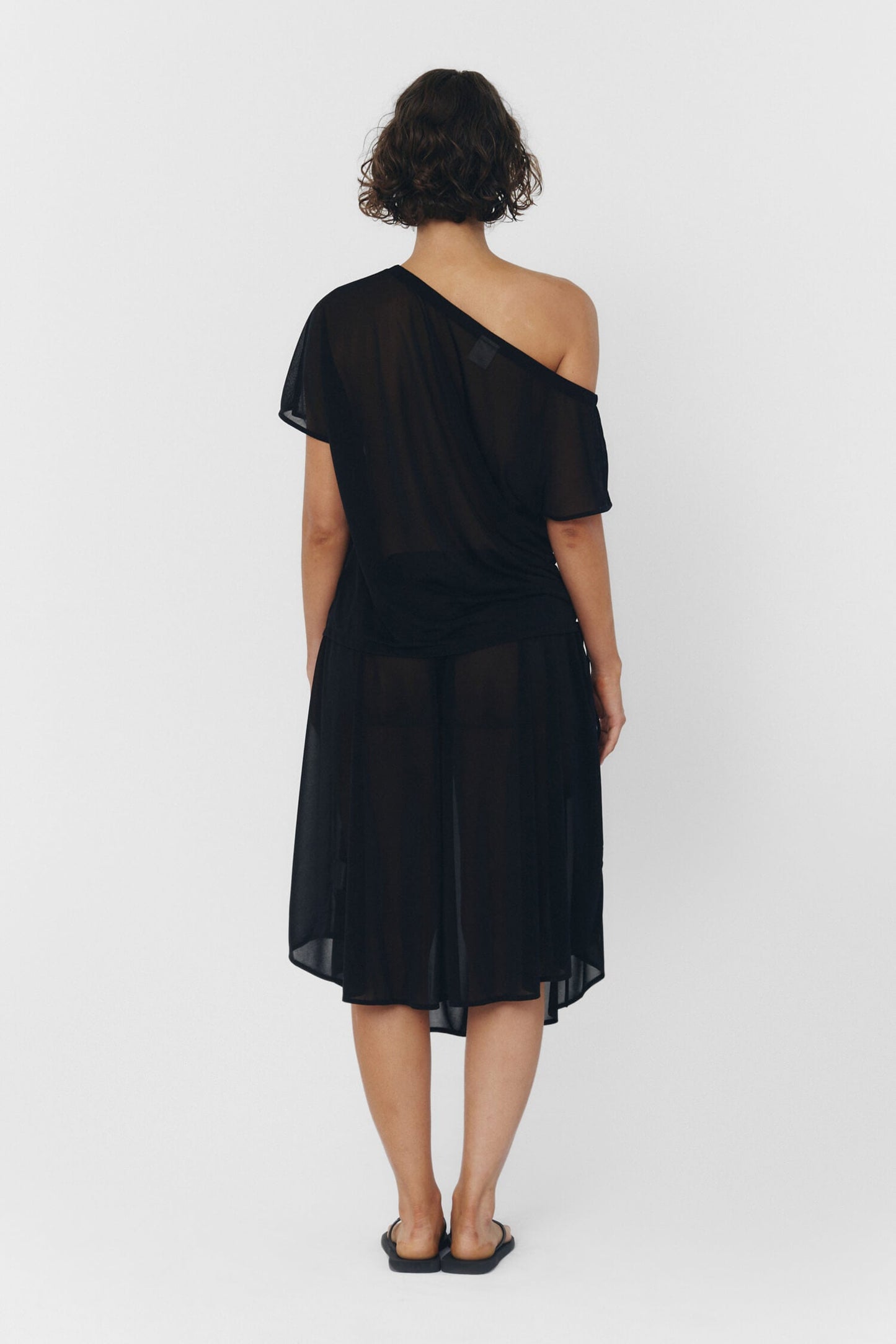 Brisa Top Black Womens Asymmetric Off Shoulder Casual Blouse