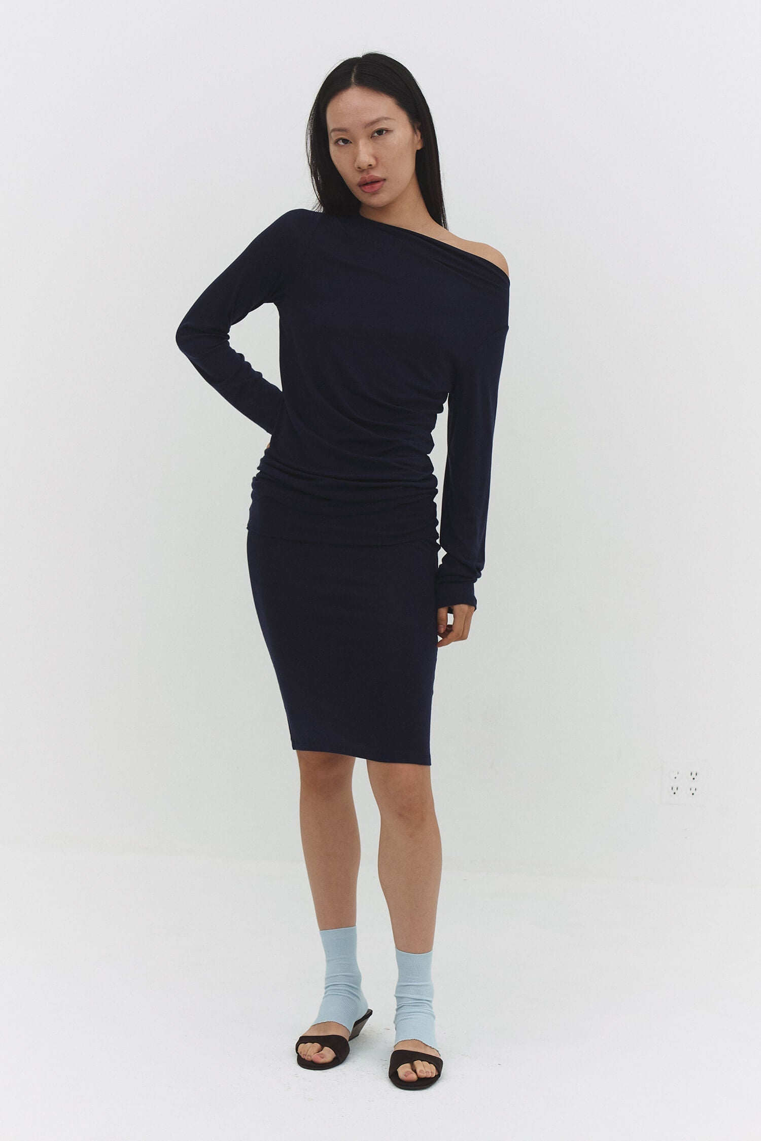 Narae Long Sleeve Top Navy Lightweight Layering Women Outfit