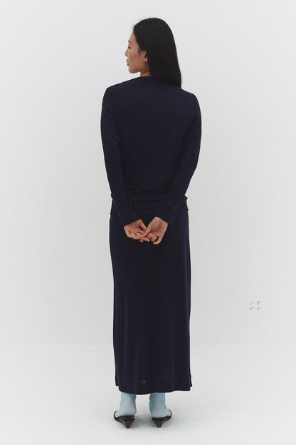 Narae Long Sleeve Top Navy Lightweight Layering Women Outfit