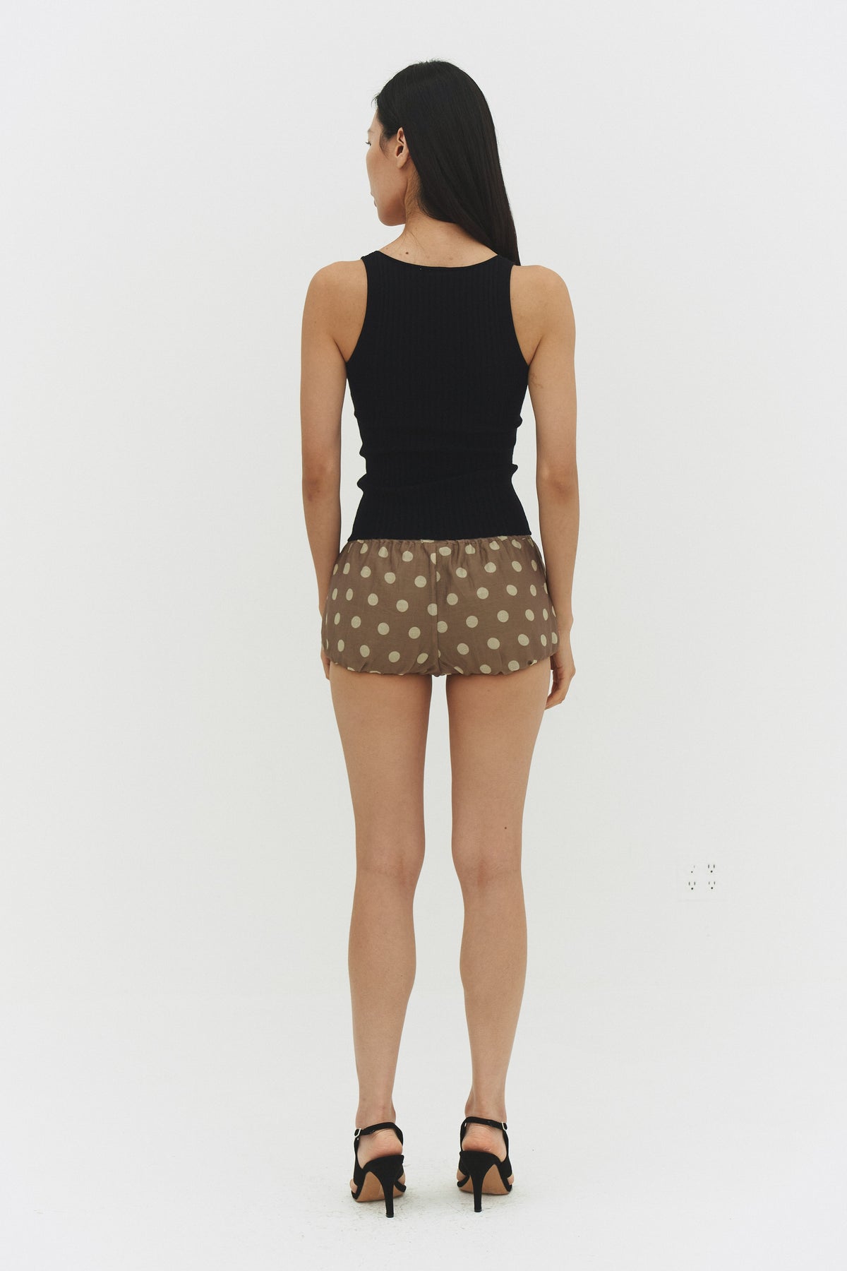 Ribbed Knit Tank Top Black Womens Fitted Racer Back Layering