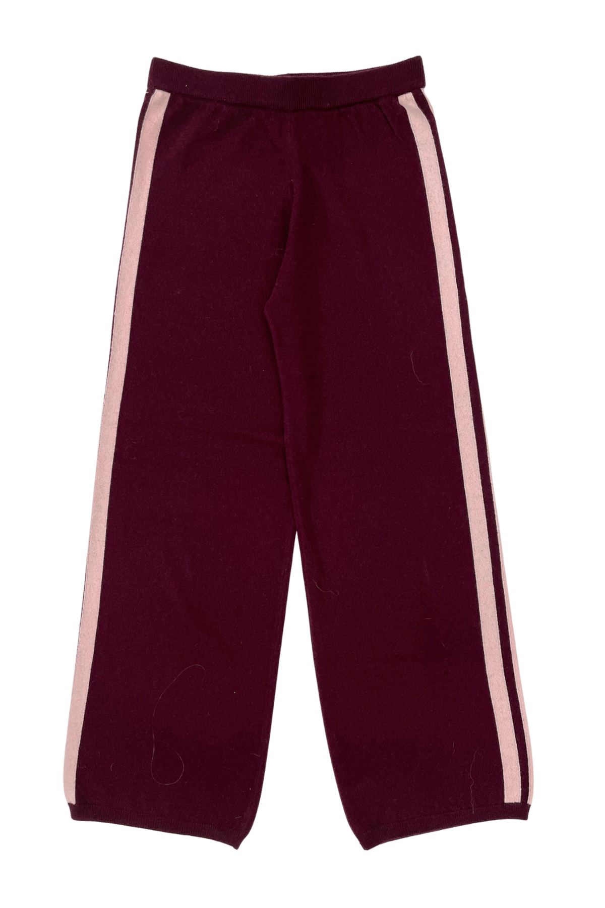 Women Cashmere Wool Stripe Wide Leg Pant Raspberry Knit