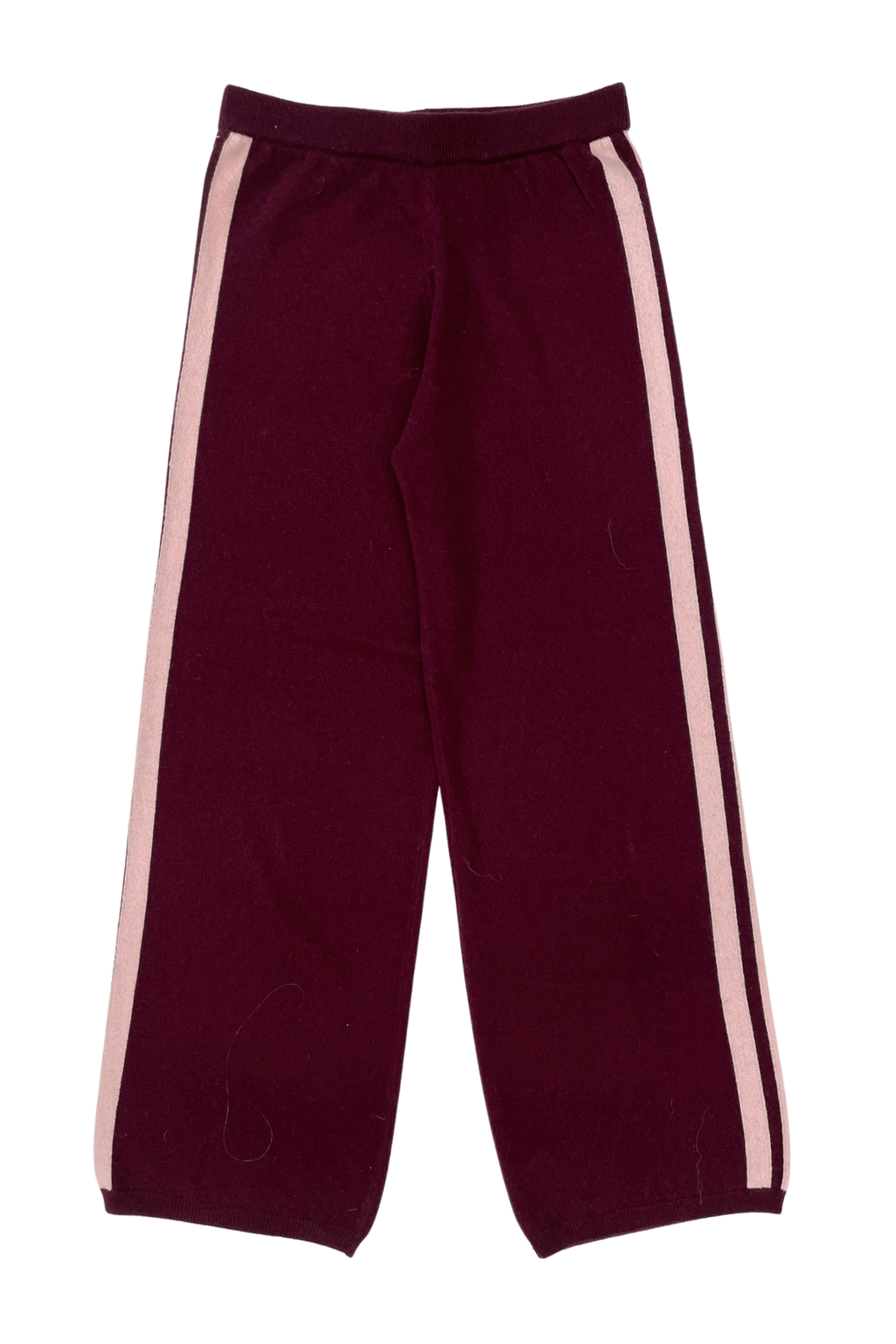 Women Cashmere Wool Stripe Wide Leg Pant Raspberry Knit