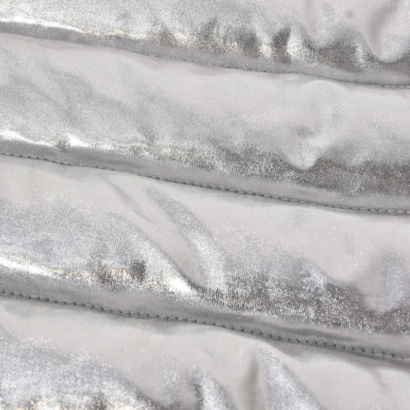 Silver Metallic Quilted Puffer Mini Skirt for Women Stylish