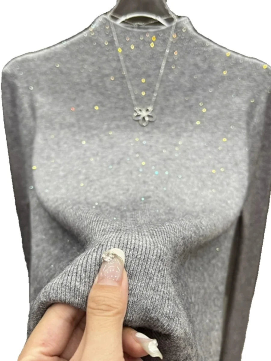 Winter Turtleneck Sweaters Women Sparkling Tops Slim Fit Pullover Women Knitted Sweater Jumpers Warm Pull Pullovers