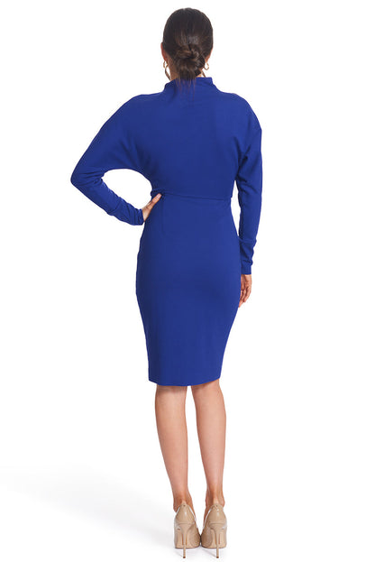 Josefa Convertible Midi Indigo Violet Dress with Gold Zipper